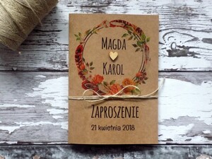 Zaproszenia ślubne ekologiczne retro jesienny wianek AW-ZE6