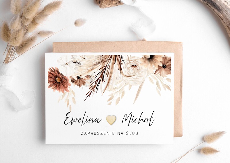 Zaproszenia rustykalne drewniane serduszko - AW-ZDS5