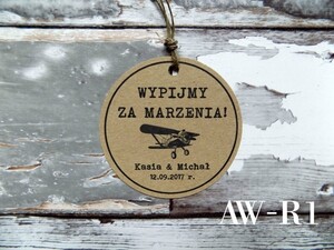 Zawieszki na alkohol weselny Retro okrągła AW-ZO