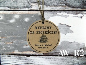 Zawieszki na alkohol weselny Retro okrągła AW-ZO