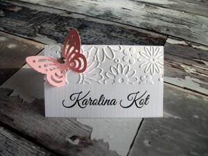 Winietki ślubne tłoczone Motyle