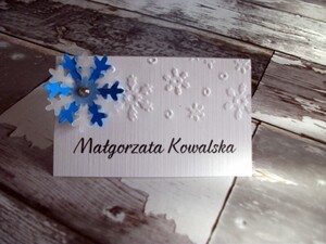 Zimowe tłoczone winietki ślubne Płatki Śniegu