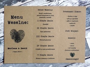 Menu weselne Retro ekologiczne usta wąsy AW-MR