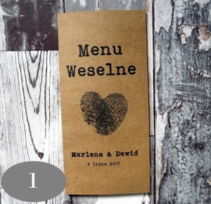 Menu weselne Retro ekologiczne usta wąsy AW-MR