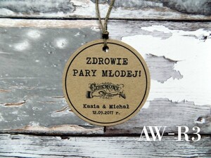 Zawieszki na alkohol weselny Retro okrągła AW-ZO