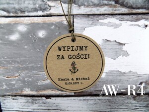 Zawieszki na alkohol weselny Retro okrągła AW-ZO