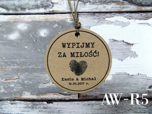 Zawieszki na alkohol weselny Retro okrągła AW-ZO