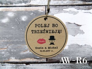 Zawieszki na alkohol weselny Retro okrągła AW-ZO