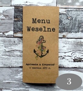 Menu weselne Retro ekologiczne usta wąsy AW-MR