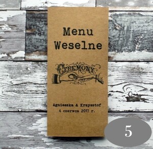 Menu weselne Retro ekologiczne usta wąsy AW-MR