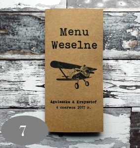 Menu weselne Retro ekologiczne usta wąsy AW-MR
