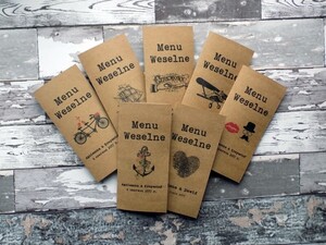 Menu weselne Retro ekologiczne usta wąsy AW-MR