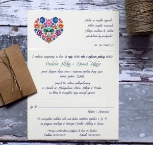 Zaproszenia ślubne Folkowe Serducho