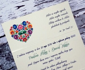 Zaproszenia ślubne Folkowe Serducho