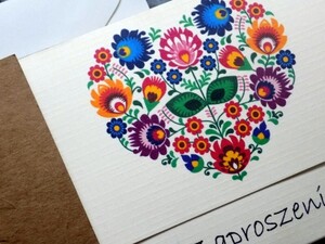 Zaproszenia ślubne Folkowe Serducho