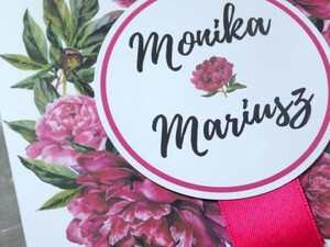 Zaproszenie wianek piwonia fuksja AW-P1