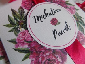 Zaproszenie wianek piwonia fuksja AW-P1