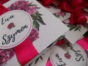 Zaproszenie wianek piwonia fuksja AW-P1