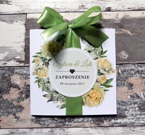 Zaproszenie wianek róża Piwonie Greenery AW-PG1