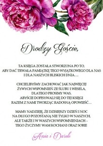 Księga Gości piwonia fuksja AW-KG10