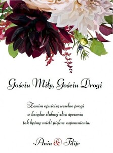 Księga Gości z ankietą bukiet  dalia kreomowa bordo AW-KGA8