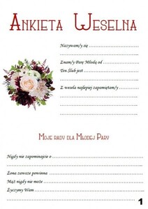 Księga Gości z ankietą bukiet  dalia kreomowa bordo AW-KGA8