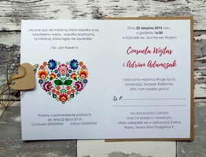 Zaproszenie ślubne rustykalne Folkowe Serce