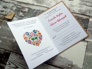 Zaproszenie ślubne rustykalne Folkowe Serce