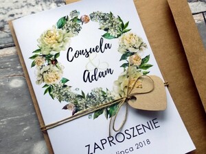 Zaproszenia ślubne rustykalne Wianek Greenery