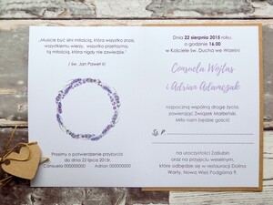 Zaproszenia ślubne rustykalne Lawenda