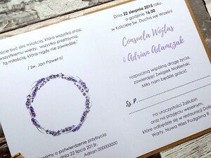Zaproszenia ślubne rustykalne Lawenda