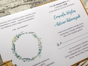 Zaproszenia ślubne rustykalne Eukaliptus