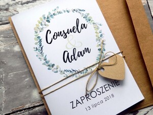Zaproszenia ślubne rustykalne Eukaliptus
