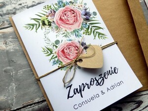 Zaproszenia ślubne rustykalne Brzoskwiniowa Róża