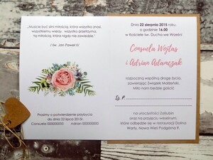 Zaproszenia ślubne rustykalne Brzoskwiniowa Róża
