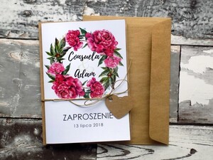 Zaproszenia ślubne rustykalne Fuksjowa Piwonia