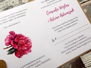 Zaproszenia ślubne rustykalne Fuksjowa Piwonia