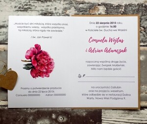 Zaproszenia ślubne rustykalne Fuksjowa Piwonia