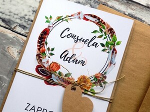 Zaproszenia ślubne rustykalne Jesienny Wianek