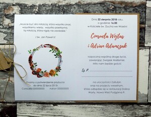 Zaproszenia ślubne rustykalne Jesienny Wianek