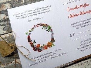 Zaproszenia ślubne rustykalne Jesienny Wianek