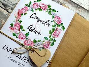 Zaproszenia ślubne rustykalne Pudrowe Róże