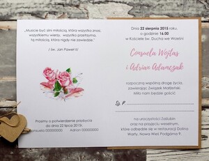 Zaproszenia ślubne rustykalne Pudrowe Róże