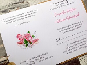 Zaproszenia ślubne rustykalne Pudrowe Róże