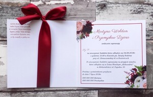Zaproszenie wianek dalia marsala bordowy AW-023