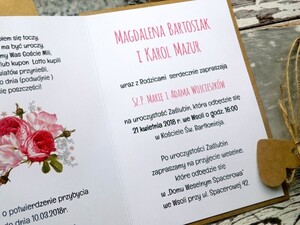 Zaproszenia ślubne rustykalne Tulipan i Dzika Róża