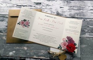 Zaproszenia ślubne rustykalne Czerwona Róża i Bez