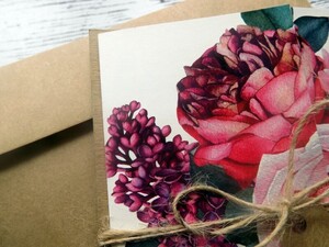 Zaproszenia ślubne rustykalne Czerwona Róża i Bez