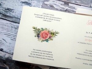 Zaproszenia ślubne boho Sukulent Róża