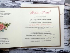 Zaproszenia ślubne boho Sukulent Róża